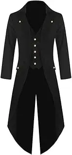 Runcati Men's Adult Steampunk Gothic Viking Victorian Tuxedo Frock Coat Halloween Jacket