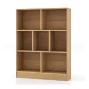 Costway 7-Cube Bookshelf 3-Tier Storage Cabinet Bookcase Organizer Natural