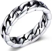 [Jude Jewelers] 6mm Stainless Steel Cuban Curb Link Chain Wedding Band Biker Ring