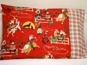 Handmade Standard Size Pillowcase Set: Santa Goes to the Rodeo