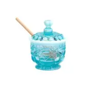 Mosser Glass Eye Winker Honey Jar & Dipper | Aqua Opal
