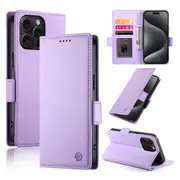Wallet Case for IPhone 15 Pro Max,Slim Protective Shockproof Case With Card Holder,Premium PU Leather Kickstand-Purple