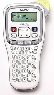 [Brother] P-Touch PT-H105 Label Maker, Up to 12mm Labels, White/Grey
