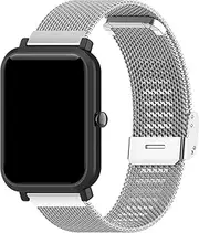 [Turnwin] intended for LIGE Smart Watch Metal Mesh Wristband - Stainless Steel No Tools Needed Adjustable Clasp Men Women Strap intended for LIGE Smartwatch (22mm, Silver)
