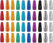 HUNKEN 40Pcs Bike Valve Caps, Multicolor Bicycle Tyre Valve Caps, Anodized Aluminium Alloy Presta Valve Cap, French Style Tyre Caps Dust Covers Bike Tire Valve Stem Caps for MTB Road Bicycle