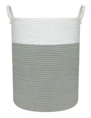 [LIVING TEXTILES] Cotton Rope Hamper Bag in Sage/White