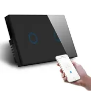 Smart Zigbee Black Two Gang Wall Switch