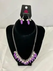 Purple & Grey Fringe Necklace & Earring Set Paparazzi