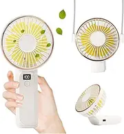Jeyssui Personal fan, Rechargeable portable fan, 180° adjustable portable handheld fan, 3600mAh，6-speed wind, USB rechargeable folding fan, quiet personal fan with power(White)