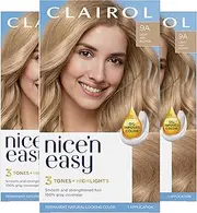 Clairol Nice 'n Easy, 9A/102 Natural Light Ash Blonde, Permanent Hair Color, 1 Kit (Pack of 3)