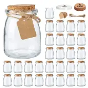 30 Pack 7oz Mini Yogurt Jars with Cork Lids Pudding Containers for Wedding