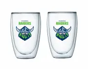 Canberra Raiders NRL Set of 2 Double Wall Glasses Tea Coffee Spirits