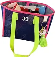 Mesh Bag for Beach Toys - Large Durable Beaches Tote with Big Eyes Pattern | Washable Mesh Play Bag for Kids, Perfect for Holding Shells, Beach Gear, Lightweight and Easy Carry