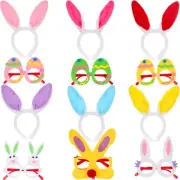 12 Pieces Easter Party Favors Plush Bunny Ears Hairbands Easter Bunny Glasses...