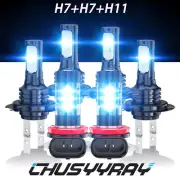 FOR Smart Fortwo 2008 2009 2010-2015 headlight High/Low+Fog Light Bulbs BLUE (for: Smart)