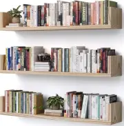 Wall Bookshelf Set of 3 36 Inches U Shaped Wall Shelves Long Floating hanging