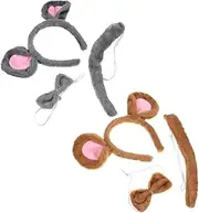 MOTHNUR Adorable Mouse Headband Soft Plush Costume Accessory for All Ages Comfortable Bow Tie and Tail for Cosplay Parties and Festive Celebrations