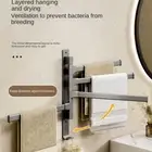 Wall Mount Rotating Towel Rack with hooks Towel Hanger Household Storage Rack