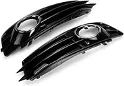 Chrome Silver/Black Car Front Fog Light Grille Cover Fog Lamp Grille Grill Compatible For Audi A3 8P S-Line 2009-2012 8P0807682 8P0807681(Chrome Silver)