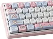 PBT Keycaps 135 Keys MOA Profile Cute Keycaps Dye-Sublimation Alice Bunny Keycap Set Custom Keycap for Cherry Gateron MX Swithes Mechanical Keyboards