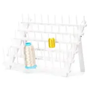 Thread Rack, Bright White Plastic Thread Holder with 60 Pegs and Extra 10