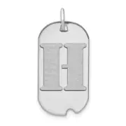 14k White Gold Polished Letter H Initial Dog Tag Pendant