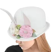 [Generic] Bunny Ear Top Hat - Party Bunny Ears Bowler Hat With Flowers - Carnival Headwear, Stylish Halloween Costumes, Role Play Accessories For Photography Props