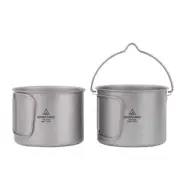 900ml Titanium Pot Ultralight Outdoor Camping Cup With Lid and Foldable Handle