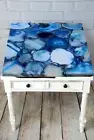 Blue Agate Coffee Side Table, Modern End Lamp Table, Agate Stone End Table Decor