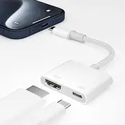USB C to HDMI Adapter for iPhone 15, Type C to 4K HDMI Adapter with 100W PD, USB C to HDMI Adapter Thunderbolt 3 Compatible with iPhone 15Pro, MacBook, iPad Pro/Air, Pixelbook, Galaxy S30, XPS,Surface