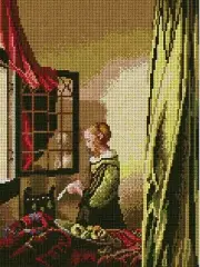 "Lady Reading a Letter" Printed Canvas for Cross Stitch Tapestry Gobelin 1812J
