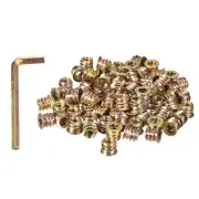 1/4-20 x 10mm Threaded Inserts Nuts, 100pcs Wood Insert Nuts with Hex Wrench