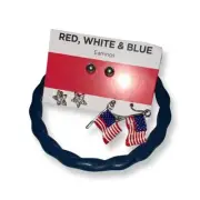 USA earrings, American Flag, Red White & Blue, blue bangle bracelet Patriotic