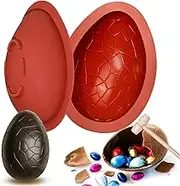 Kamehame Easter Egg Mold, Breakable Easter Egg Chocolate Mold, Large 3D Silicone Easter Egg Candy Mold with 1 Hammer for Easter Decorations, Dinosaur Eggs