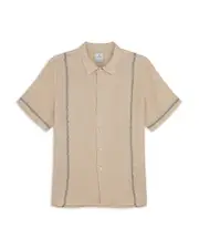 Ps Paul Smith Contrast Stitch Linen Short Sleeve Shirt