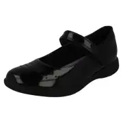 Girls Clarks 'Etch Gem K' Black Leather Or Patent School Shoes