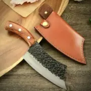 Handmade Cleaver Knife Hammered Forged Steel Full Tang Wood Handle Chef Butcher