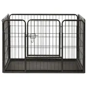 Puppy Playpen With Bottom Tray Indoor Outdoor Exercise Play Area Steel Kennel