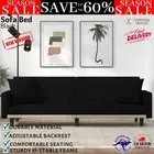 vidaXL Sofa Bed with Cushions Black Fabric Adjustable Backrest Armchair Couch