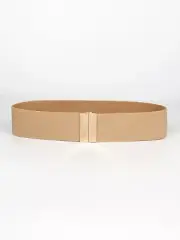 Golden Buckle Elastic Belt For Women