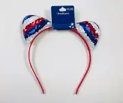 Fourth of July Headband Sequin Cat Ears Red/White/Blue