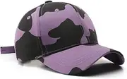 [Ｗoowayo] Cow Print Hat Women Cute Baseball Cap Breathable Cotton Sun Hat (White)