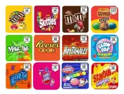 (12) Candy Vending Machine Label Sticker Round edge Easy Peel Nutrition Info