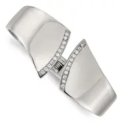Stainless Steel Polished With Cz Hinged Bangle