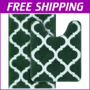 Absorbent Microfiber Bath Mat Set - 2 Stylish Rugs, Water-Resistant & Fluffy