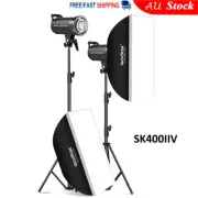 2X Godox SK400IIV Upgraded Studio Flash Strobe + 60*60cm Softbox + Light Stand