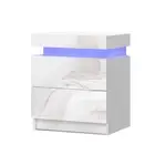 NNEDSZ Bedside Tables Side Table Drawers RGB LED High Gloss Nightstand White