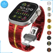 Strap For Apple Watch Series 10 Replacement Band Bracelet Stainless Steel Red