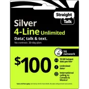 Straight Talk Refill Card 4 LINE Unlimited Talk Plan 30 Day Top Up NOW