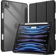JETech Case for iPad Pro 11 Inch (2022/2021/2020/2018) with Pencil Holder, Clear Transparent Back Shell Slim Stand Shockproof Tablet Cover, Auto Wake/Sleep (Black)